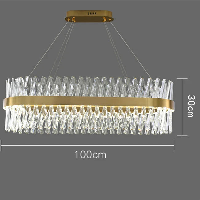 Afralia™ Modern Gold K9 Crystal Ceiling Chandelier for Living Dining Kitchen