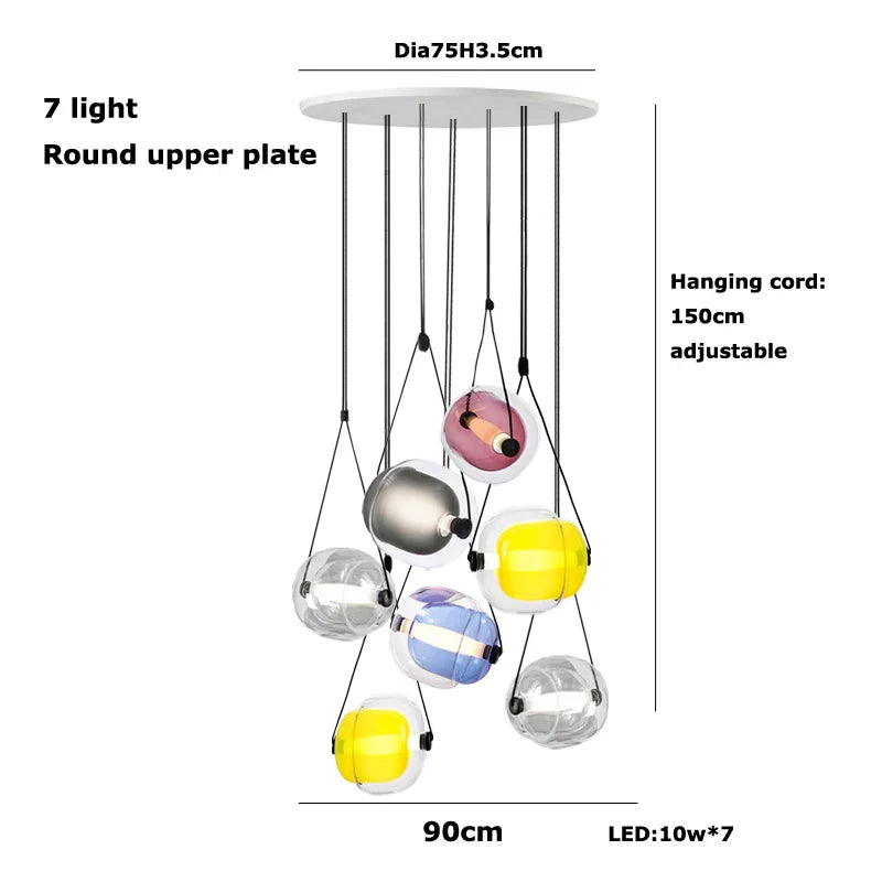 Afralia™ Multicolor Glass Globe Pendant Light for Stylish Bedroom Decor