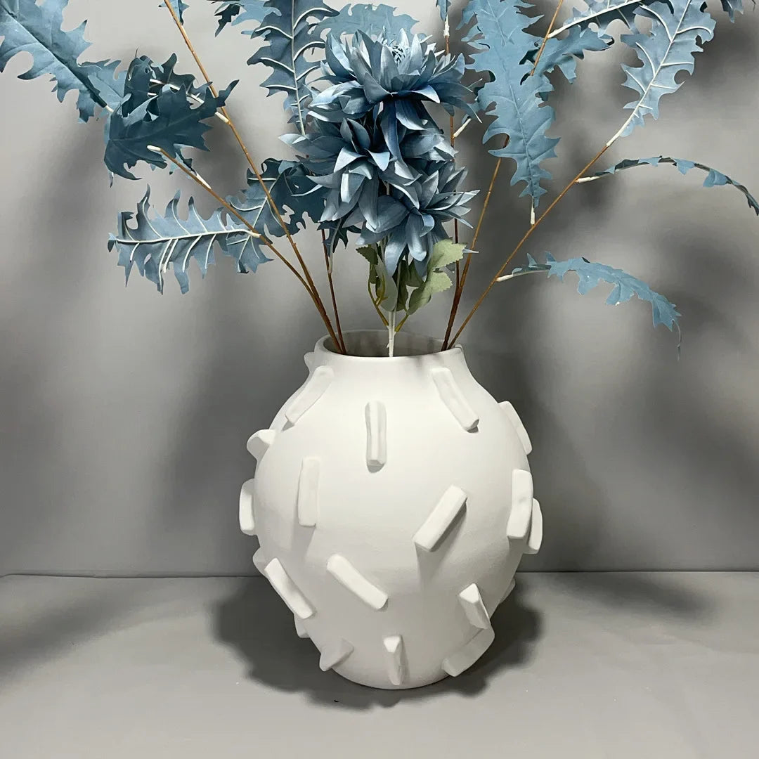 Afralia™ Geometric Block Vase - Ceramic Abstract Floral Arrangement Decor