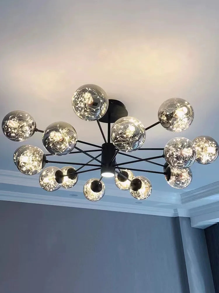Afralia™ Glass Ball Branch Chandelier: Modern LED Crystal Ceiling Lighting for Living Room