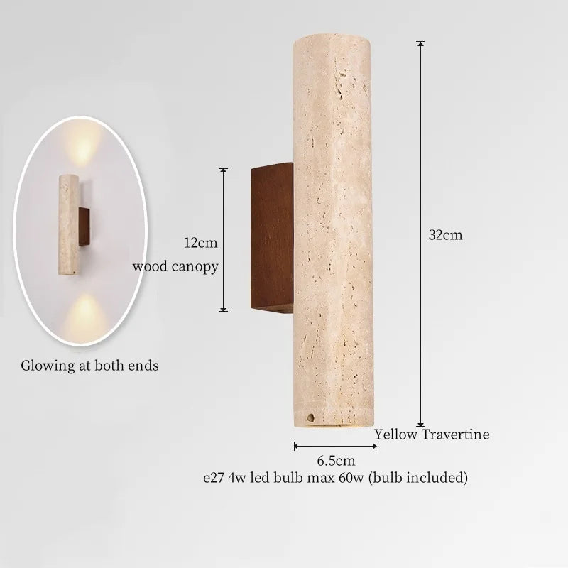 Afralia™ Yellow Travertine Stone LED Wall Lamp - Vintage Stair Light for Living Room & Bedroom