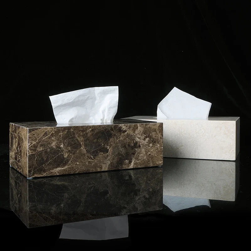 Afralia™ Marble Napkin Tissue Box Holder | Luxury Bathroom Accessories Set