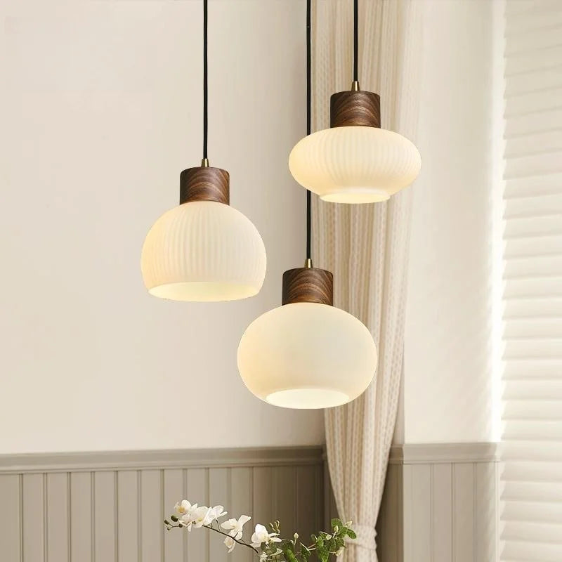Afralia™ White Glass LED Pendant Lights for Modern Minimalist Decoration