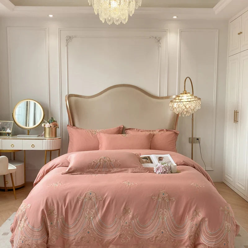 Afralia™ Luxury Embroidery Cotton Bedding Set: Duvet Cover, Sheet Set, Pillowcases