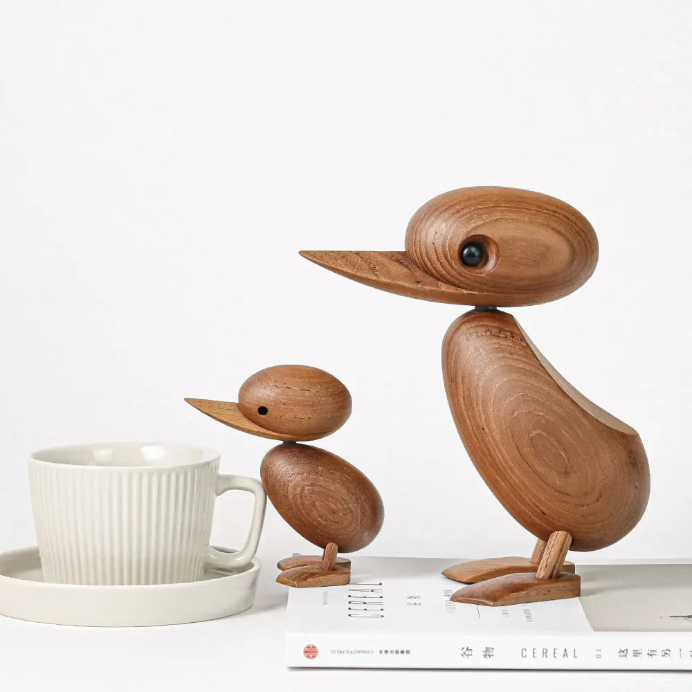 Afralia™ Wooden Duck Couple Dolls Nature Animal Ornaments Figurines