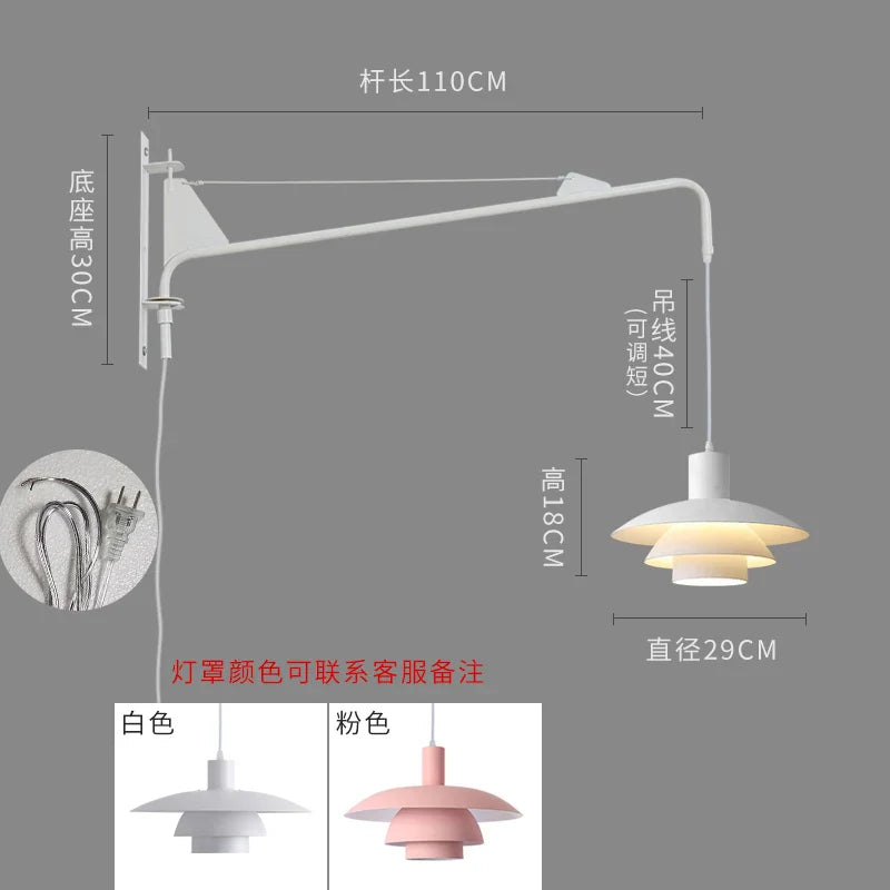 Afralia™ Cream Wind Rotating Wall Lamp Swing Arm for Interior Lighting