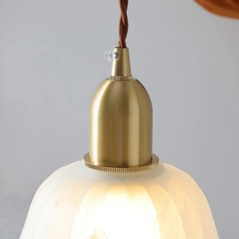 Afralia™ Copper Socket LED Pendant Light Fixture with White Glass Shade in Nordic Modern Style