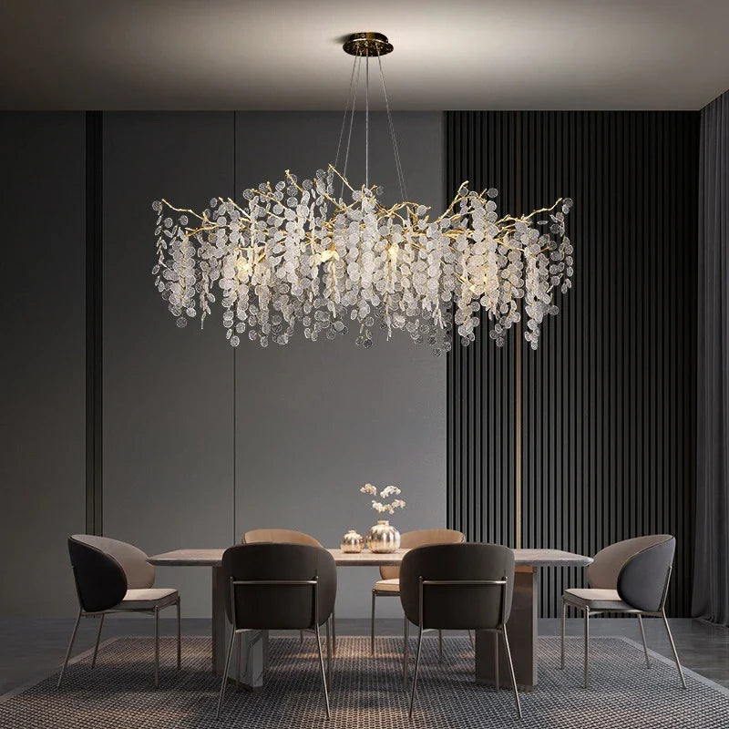 Afralia™ Crystal Luxury LED Chandelier for Living & Dining Room Decoration Fixture