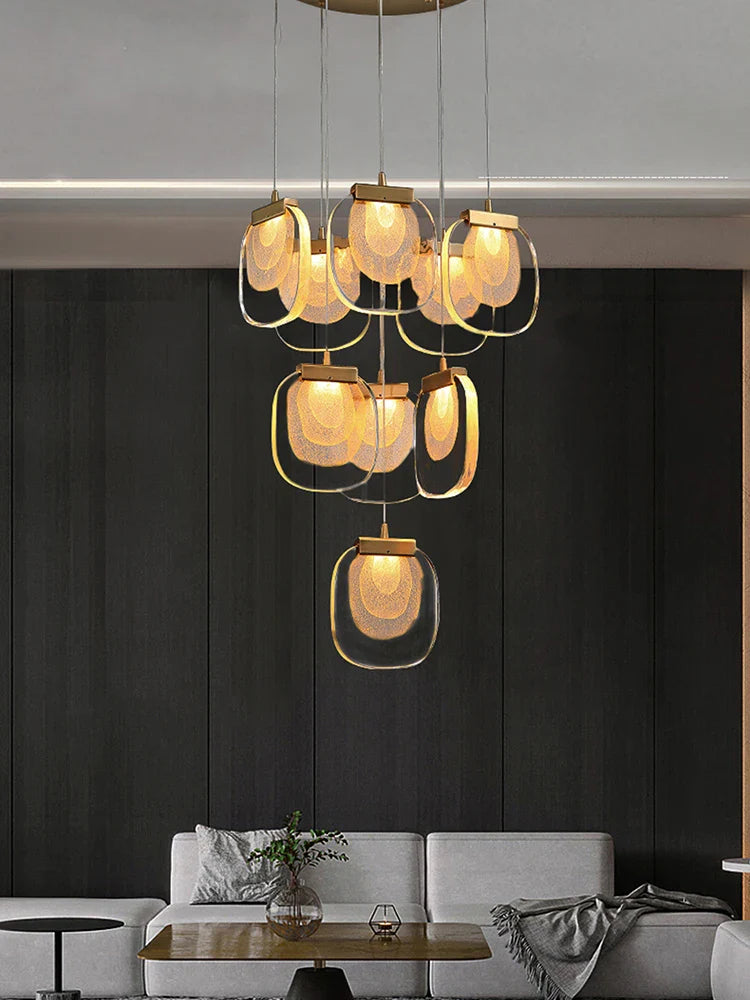 Afralia™ Luxury Gold Crystal Chandelier LED Hallway Lighting Fixture