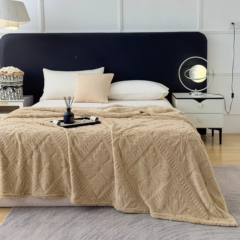 Afralia™ Taffeta Velvet Jacquard Coral Fleece Blanket: Warm, Skin-Friendly, Multi-Functional Sofa Cover