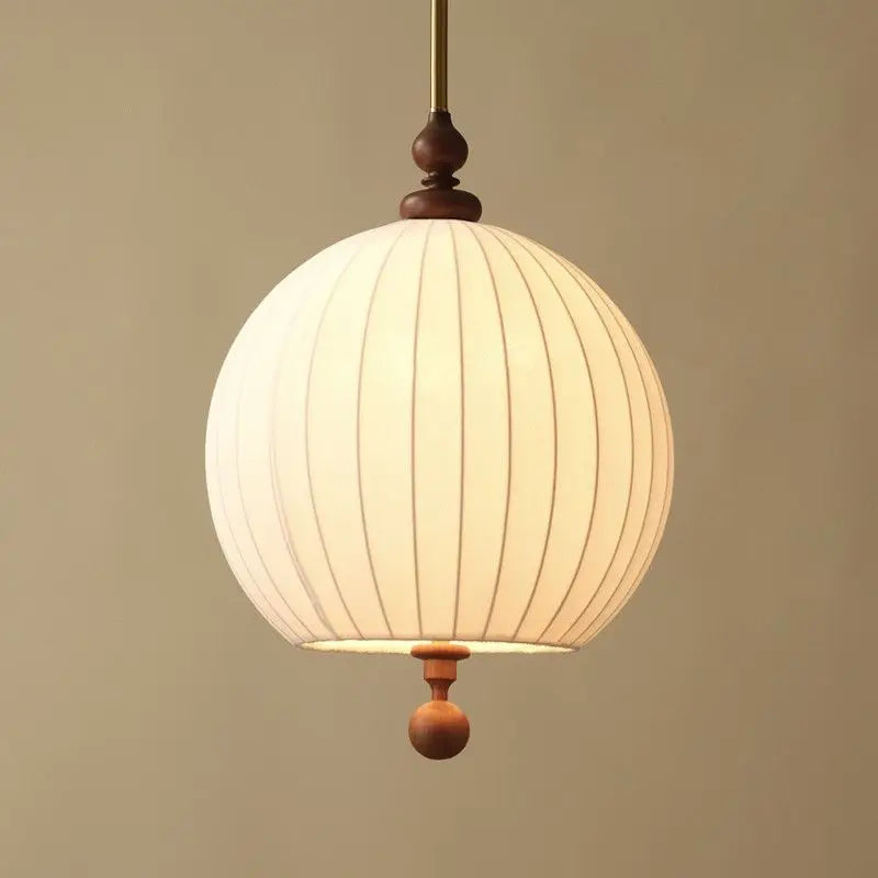 Afralia™ Zen Art Wood Fabric LED Pendant Lights for Bedroom, Restaurant, Tea Room