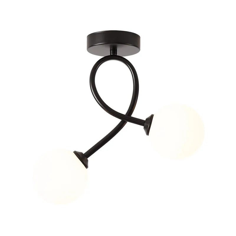 Afralia™ Minimalist Black Gold Glass Ceiling Light for Indoor Lighting Hallway Balcony Entryway