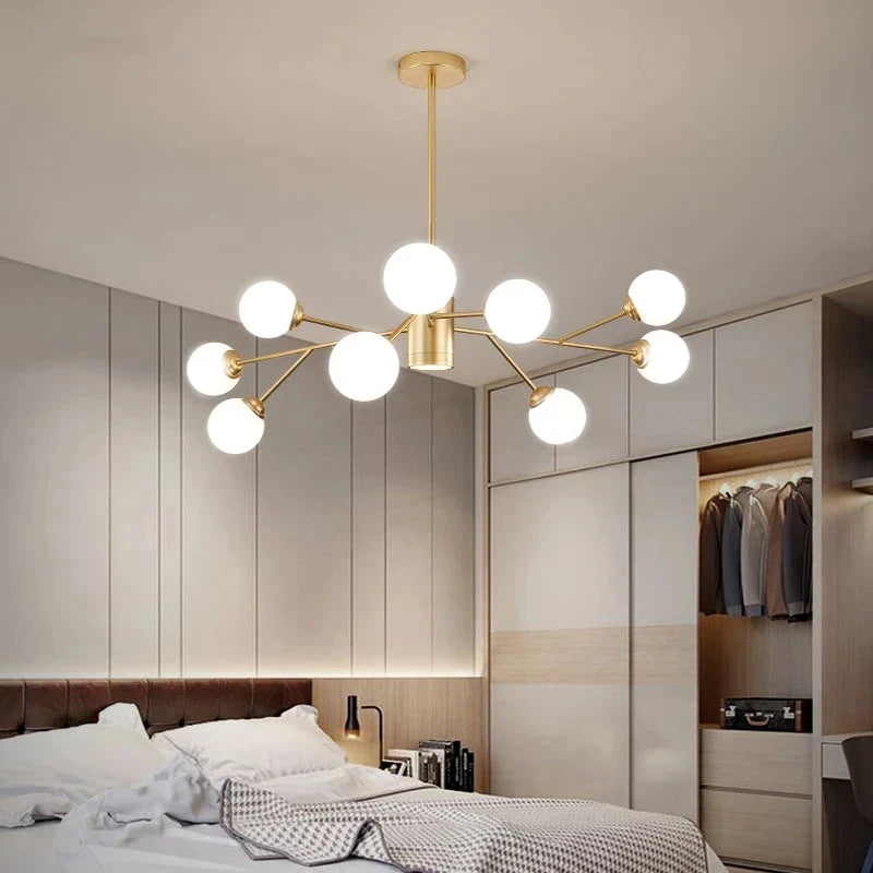 Afralia™ Modern Glass Ball Chandelier for Living Room - Elegant Molecular Pendant Lights