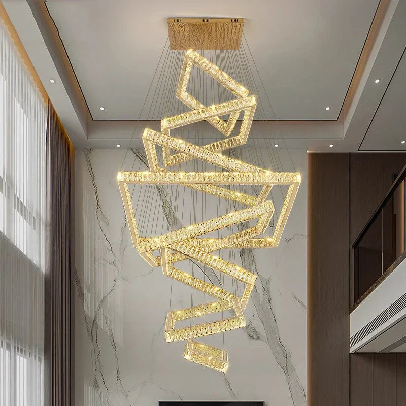 Afralia™ Crystal Chandelier Stair Pendant Lamp Living Room Pendant Lights Interior Lighting