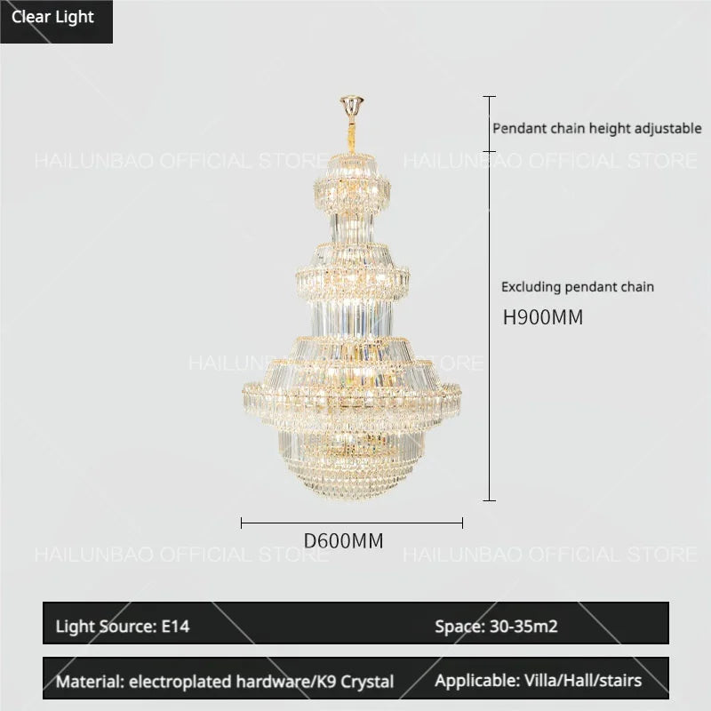 Afralia™ Crystal Chandelier: Villa High Living Room Luxury Lighting