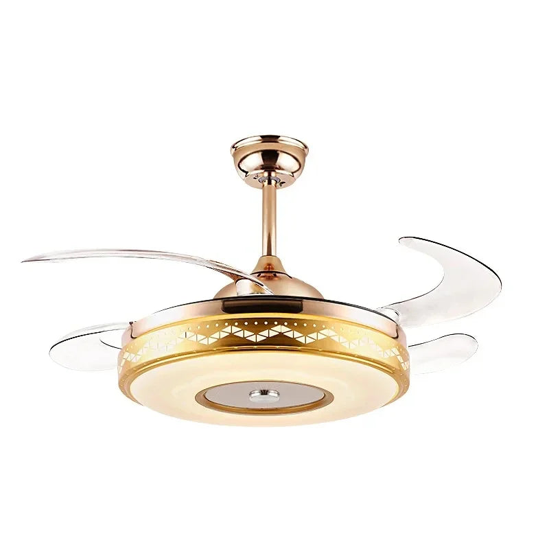 Afralia™ 42" Gold Bluetooth Ceiling Fan Light with Remote & RGB Color Control