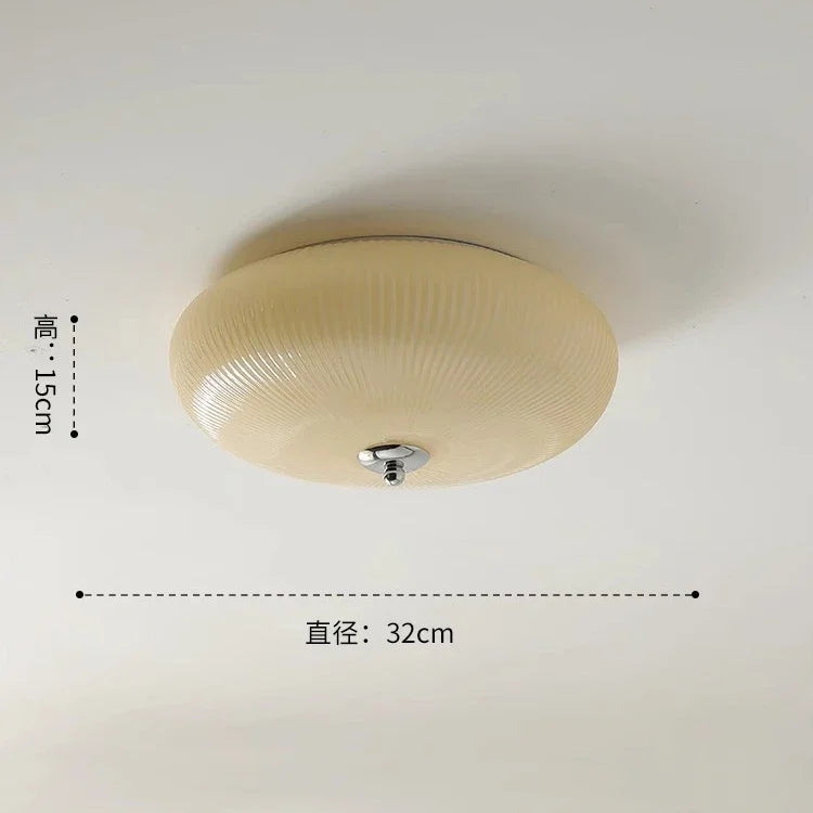 Afralia™ Cream Glass Round Ceiling Lights | Modern LED Indoor Lighting | Bedroom Study Balcony Lighting
