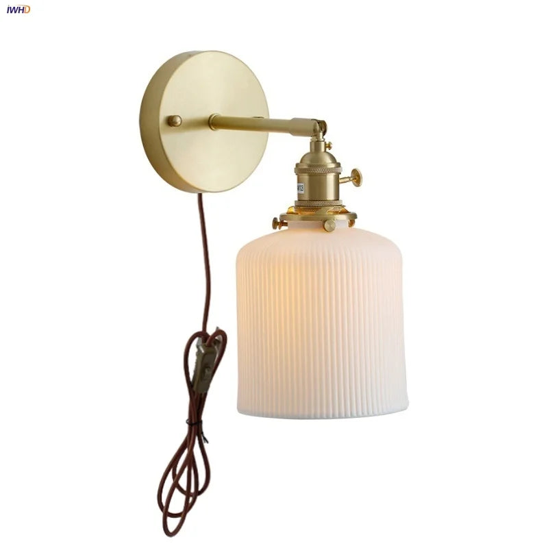 Afralia™ Ceramic Knob Switch Wall Light by IWHD - Modern LED Sconce for Bedroom, Hallway & Bathroom