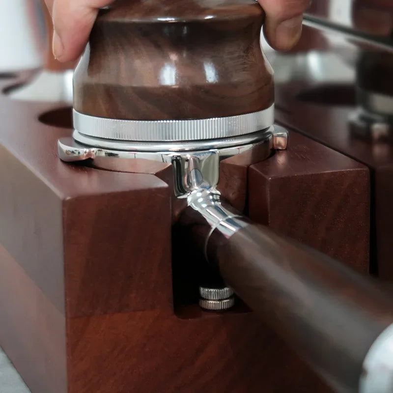 Afralia™ Wooden Coffee Tamper Stand for Barista Station, 51mm Holder, 54mm Tools