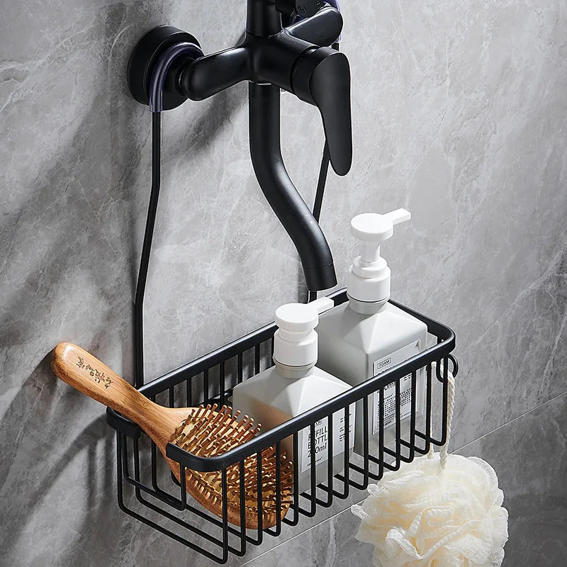 Aluminium Bathroom Shelf with Faucet Hanger by Afralia™ - Shower Shampoo Holder and Storage Organizer