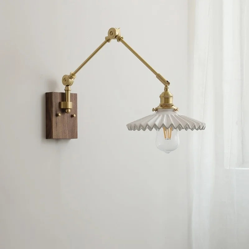Afralia™ Ceramic Copper Swing Arm LED Wall Lights for Home Decor