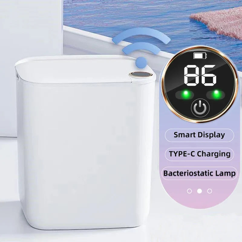 Afralia™ Smart Sensor Trash Can with Display and Type-C Recharging