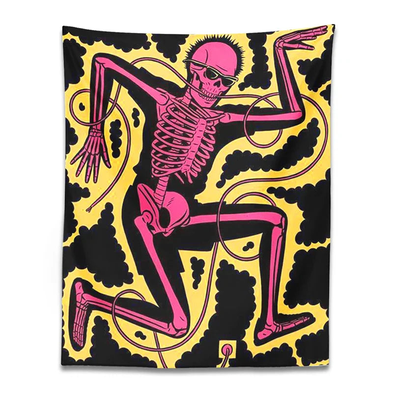 Afralia™ Skeleton Electric Shock Dance Hippie Tapestry - Home Decor & Wall Hanging