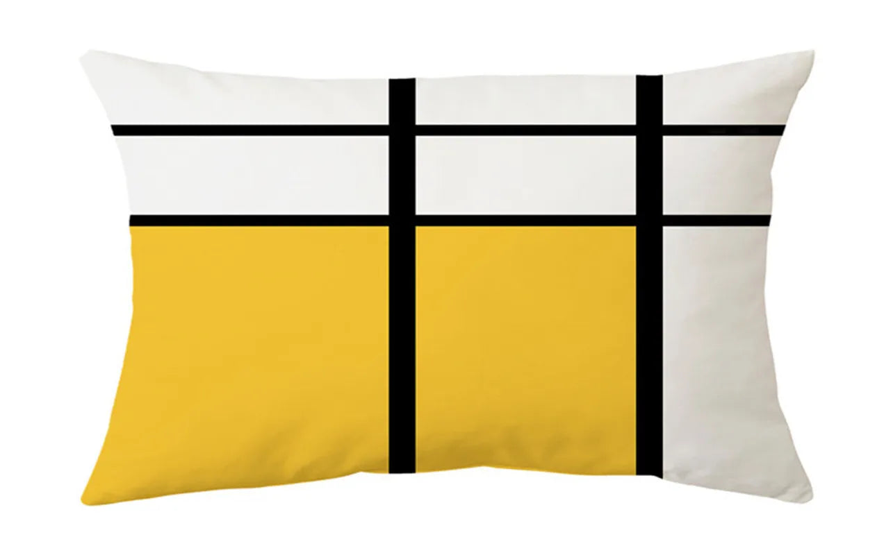 Geometry Cushion Cover Black Yellow Pillowcase for Decorative Sofa with Afralia™ Brand