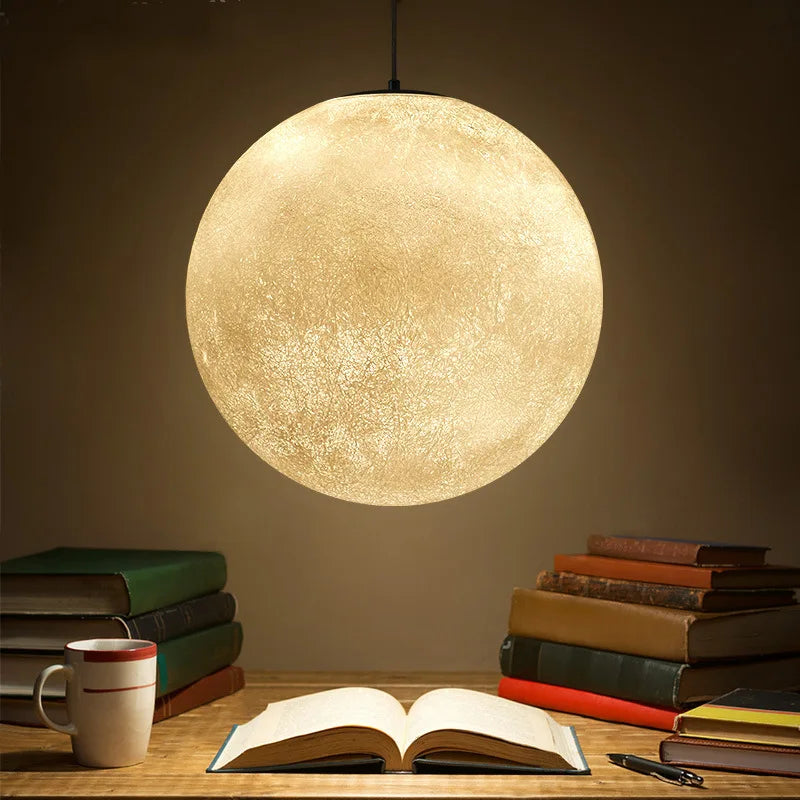 Afralia™ Nordic Moon Round LED Chandelier: Modern Living Room Dining Pendant Light for Bedroom Atmosphere