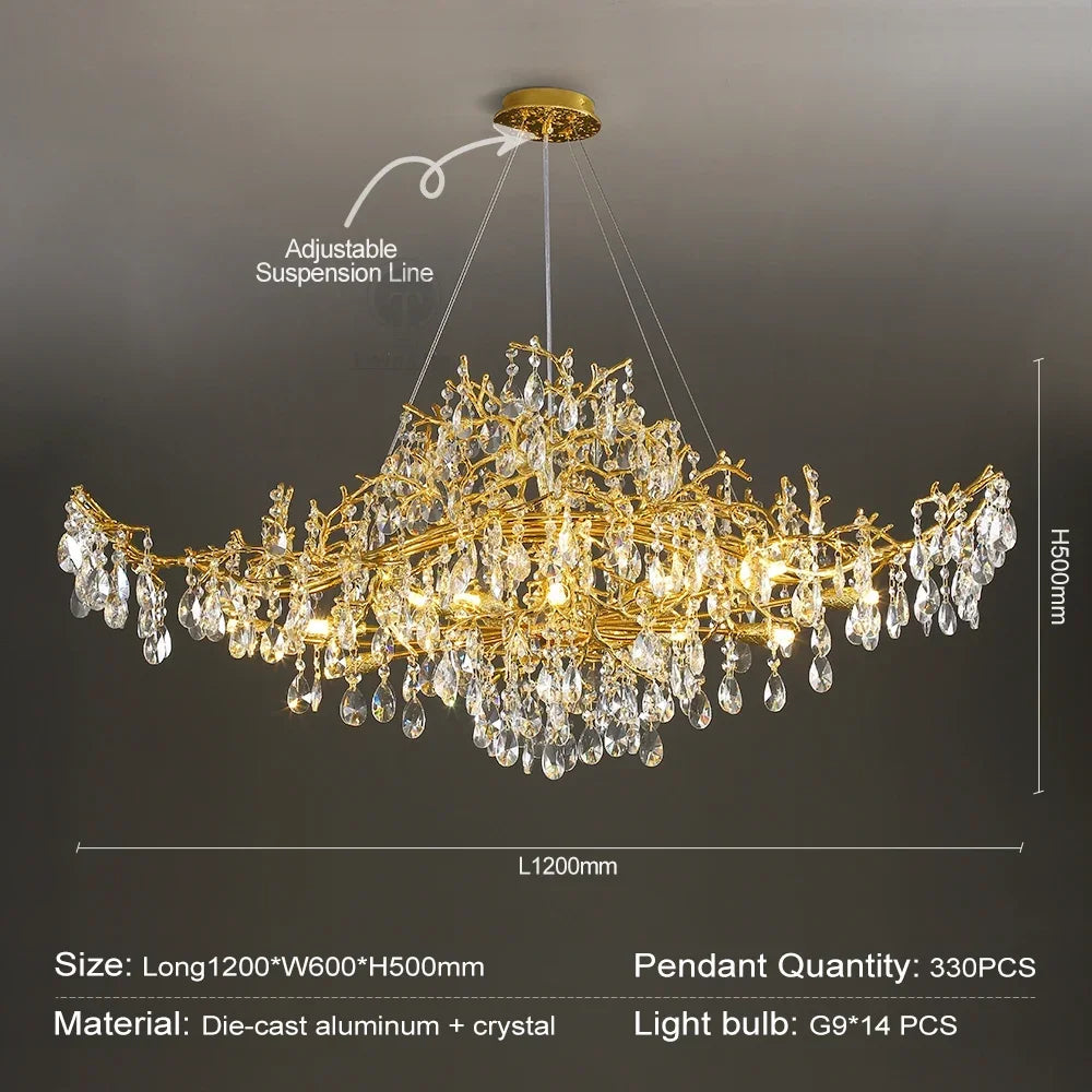 Afralia™ Crystal Chandelier: Modern Luxury Long Light for Kitchen, Dining, Living, and Bedroom