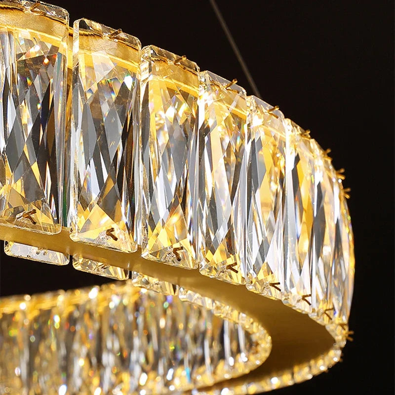 Afralia™ Round Crystal Ceiling Chandelier for Kitchen Dining Room LED Lighting Fixtures