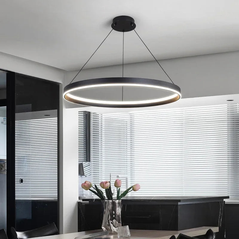 Afralia™ Round Ring LED Chandelier for Modern Minimalist Home and Office Decor