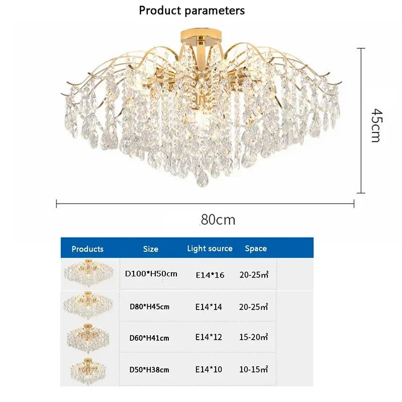 Afralia™ Crystal LED Chandelier Ceiling Lamp Modern Living Room Bedroom Light
