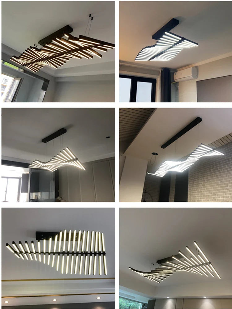 Afralia™ Modern Minimalist LED Chandeliers with Remote Control for Kitchen, Living, Dining, Office