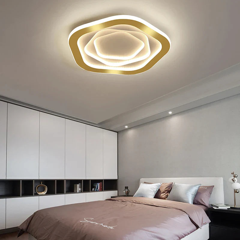 Afralia™ Gold Luxury LED Ceiling Chandelier for Modern Living Rooms, Bedrooms, and Kitchens