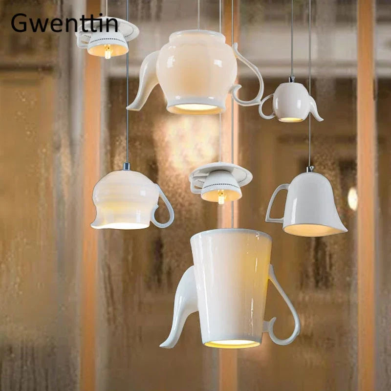 Afralia™ Ceramic LED Pendant Lights: Nordic Teapot Design for Modern Living and Kitchen.