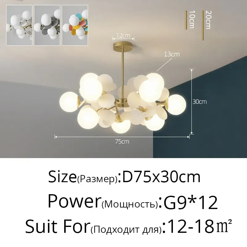Afralia™ LED Colorful Chandelier for Living Room Bedroom Dining Modern Flash Bulbs
