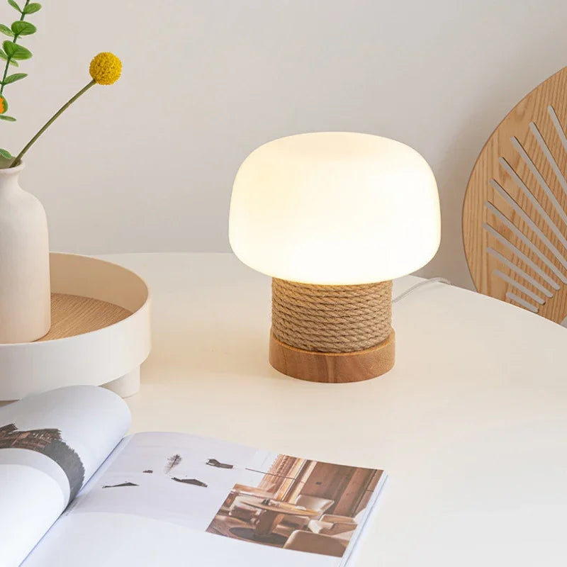 Afralia™ Mushroom Table Lamp: Nordic Log Style for Study Bedroom, Creative Decor Night Light