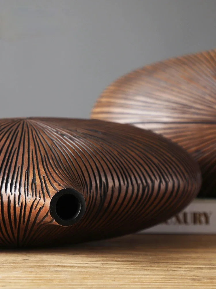 Afralia™ Modern Line Stripe Resin Vase - Desktop Decor Crafts & Furnishings