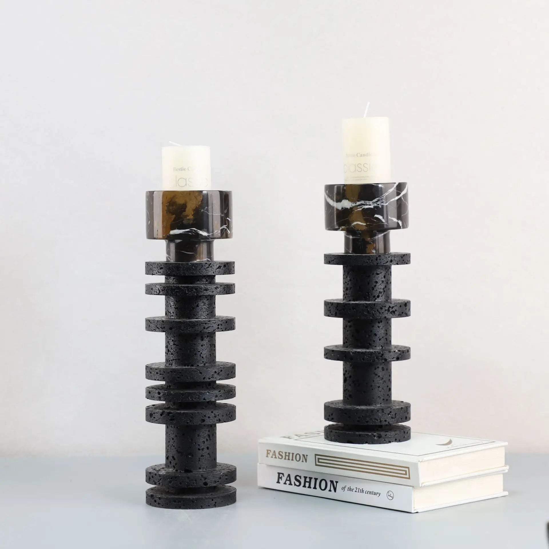 Afralia™ Black Marble Candle Holder for Elegant Table Centerpieces