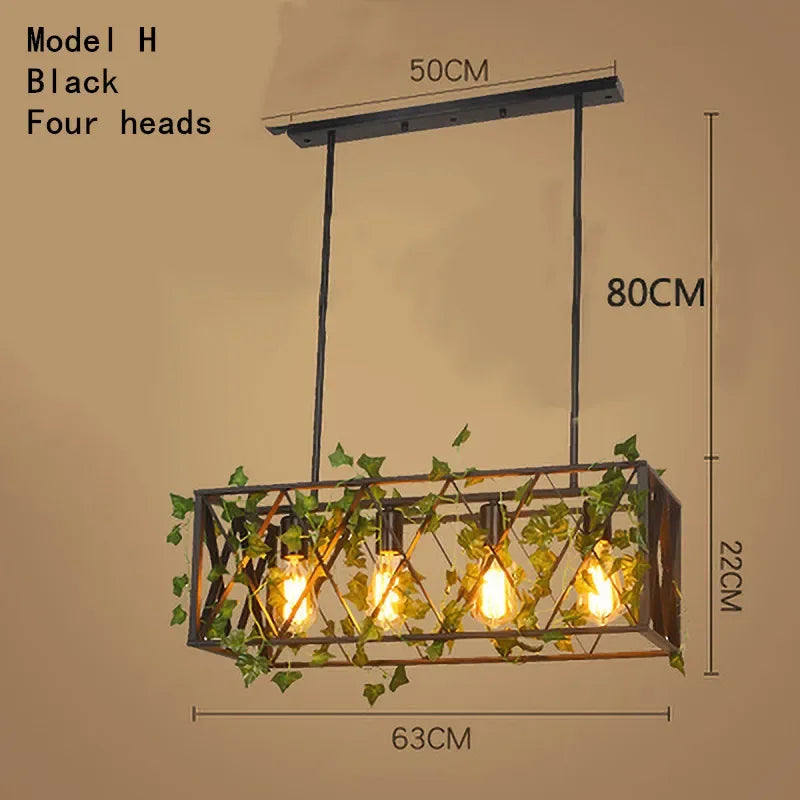 Afralia™ Green Leaf Bird Cage Chandelier for Dining Table and Garden Decor