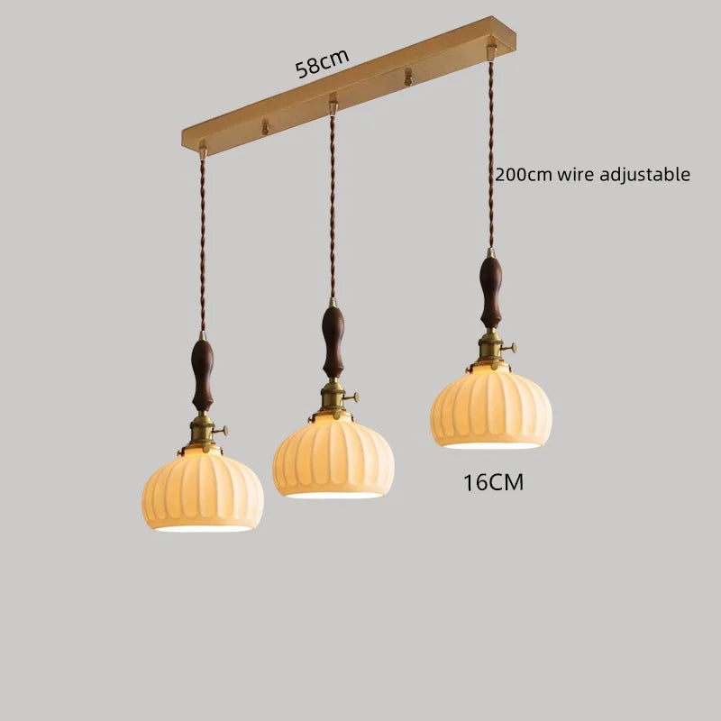 Afralia™ Ceramic Copper Chandelier LED Pendant Light Modern Hanging Lamp for Home Decor