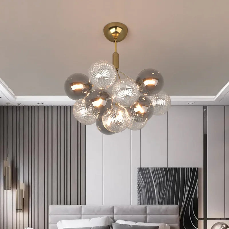 Afralia™ Multicolor Glass Ball Chandeliers Pendant Lights for Living Room Dining Bedroom