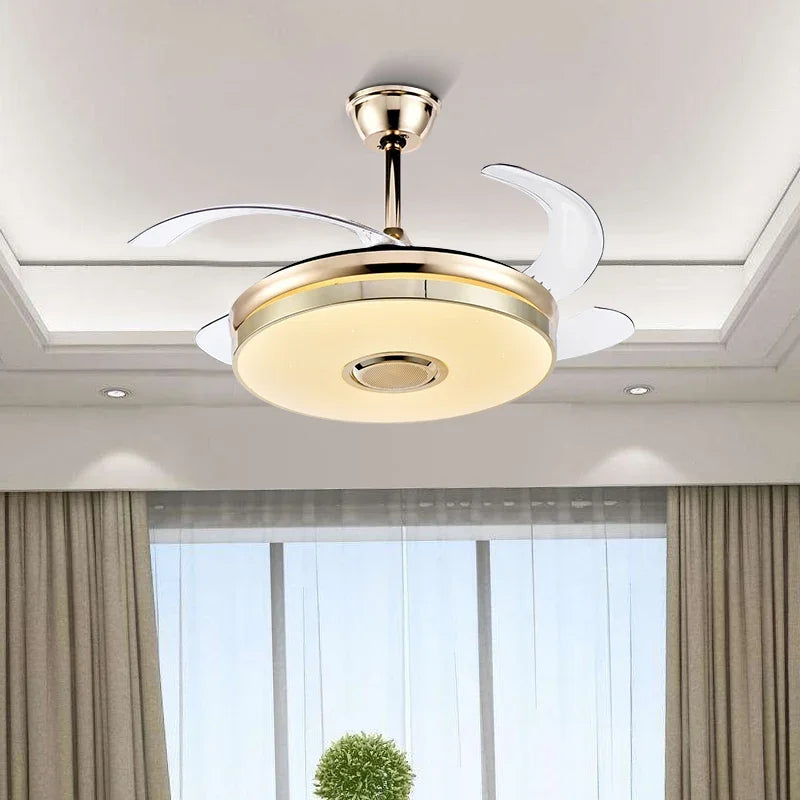 Afralia™ Luminous Light Ceiling Fan with Bluetooth Speaker Remote Control