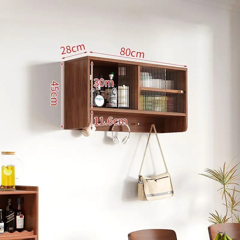 Afralia™ Retro Solid Wood Wall Mounted Kitchen Storage Cabinet