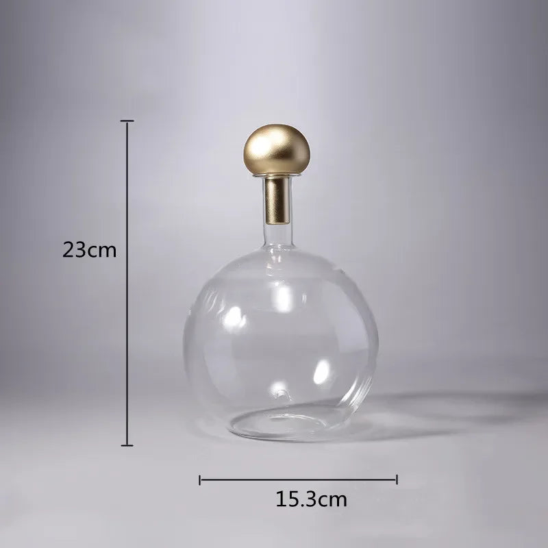 Afralia™ Copper Metallic Glass Vase Sphere Terrarium Hydroponic Container Decoration Accessories
