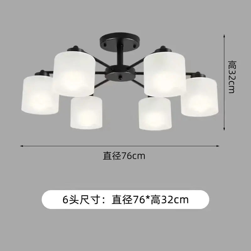 Afralia™ LED Black/Gold Ceiling Chandelier with Lampshade for Elegant Living Room Decor