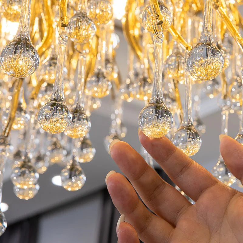 Afralia™ Crystal LED Chandelier: Modern Light Luxury Water Drop Design for Home Decor
