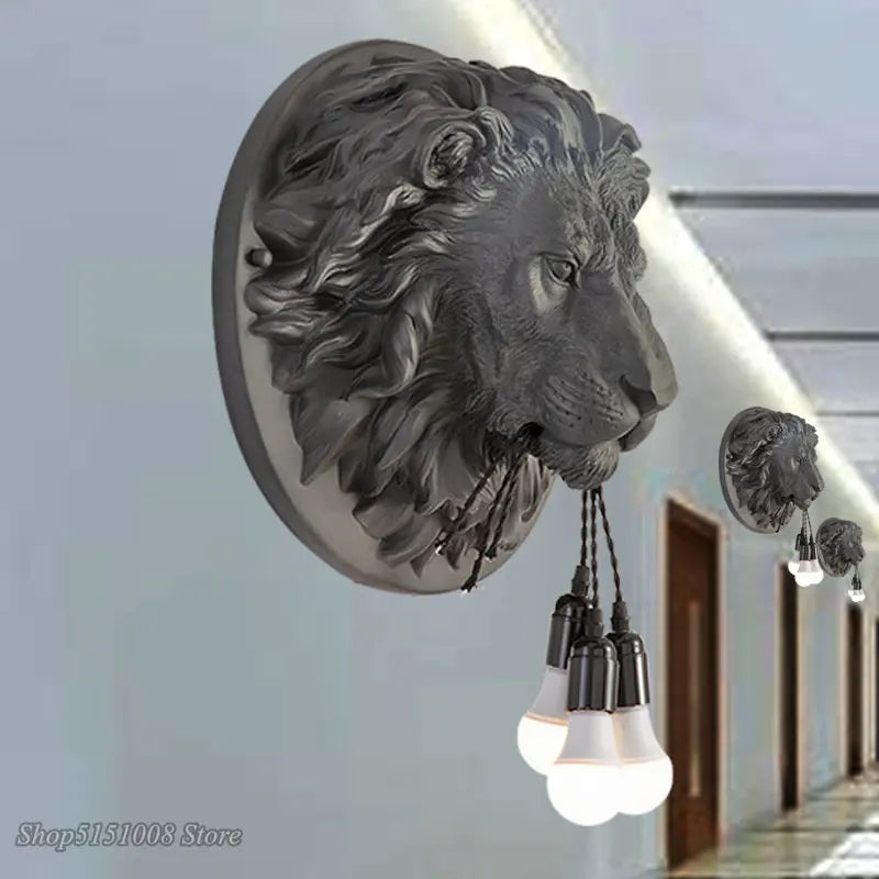 Afralia™ Nordic Lion Resin Wall Lamp for Home Decor