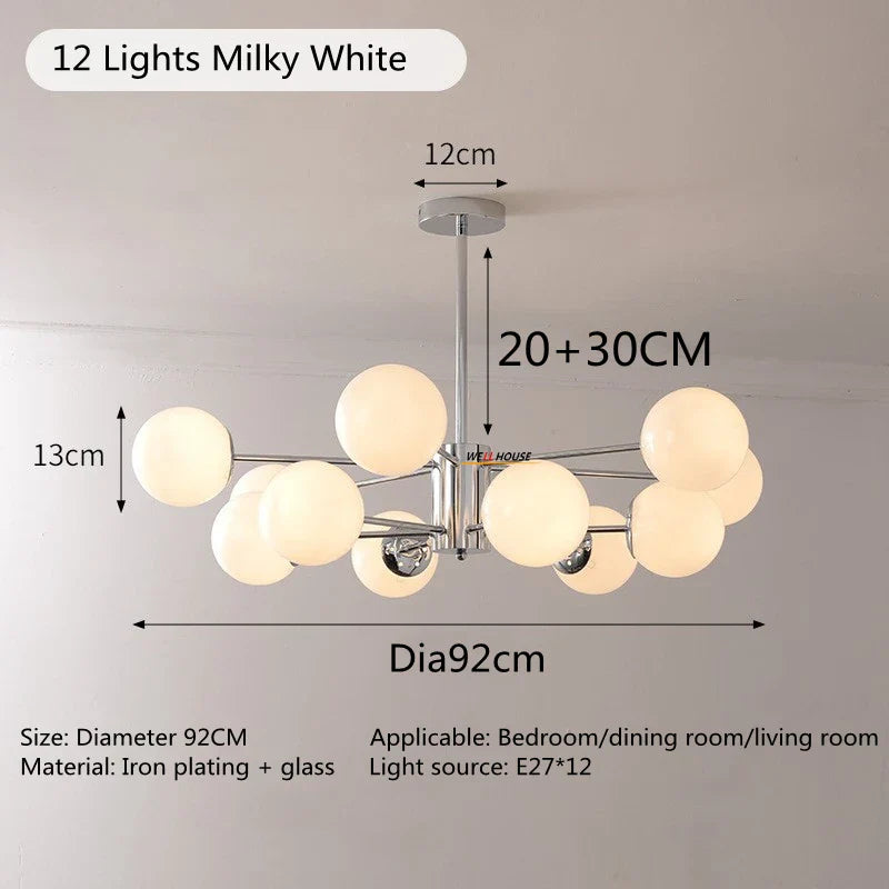 Afralia™ Silver LED Glass Chandelier for Bedroom Living Room Kitchen - Modern Nordic Pendant Light